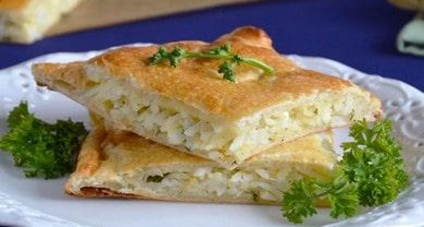 Пирог с рисом и яйцом - очень сытный и вкусный рецепт