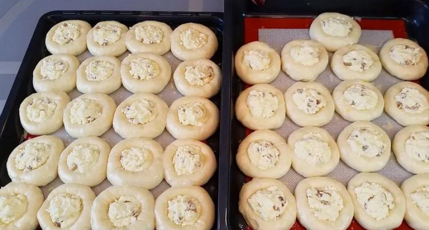 Ватрушки с творогом и изюмом из сдобного дрожжевого теста