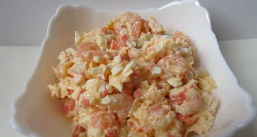 Супер салат с креветками и крабовыми палочками 🥗