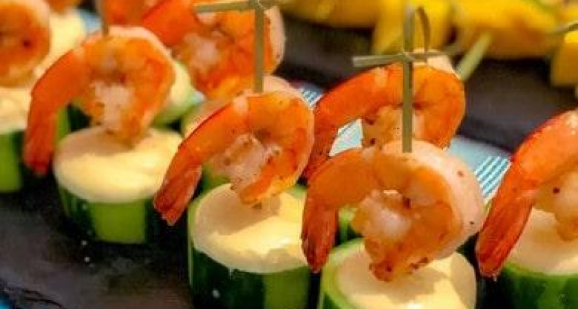 Канапе с креветками - в имбирно-медовом маринаде и в горчичным соусом 🦐