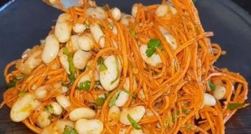 Как научиться готовить вкусный салат с фасолью и корейской морковкой 🥗