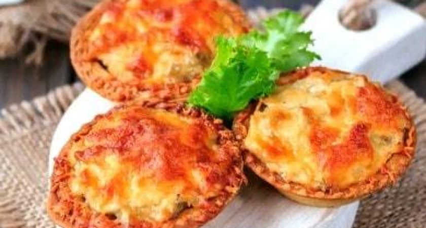 Сочный жульен в тарталетках с грибами и сыром 🍄