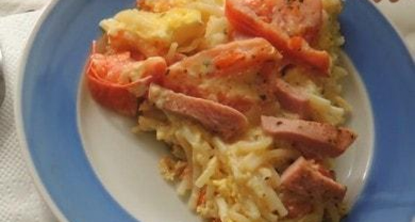 Быстрая и вкусная запеканка из макарон с яйцом на сковороде 🍝