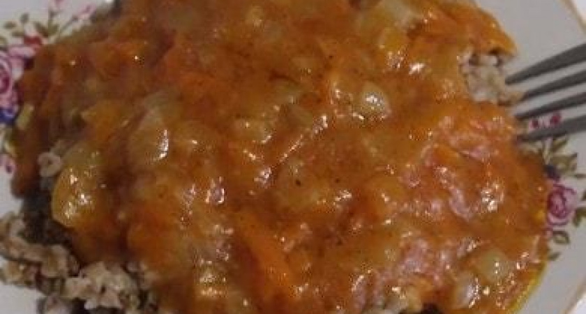 Подлива к гречке без мяса - с луком, морковью и томатной пастой 🥣