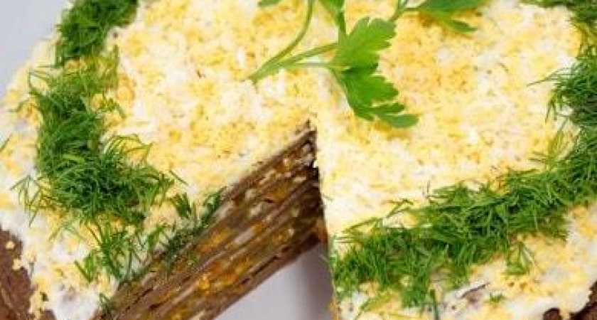 Нежный печеночный торт из куриной печени с луком и морковью 🥩