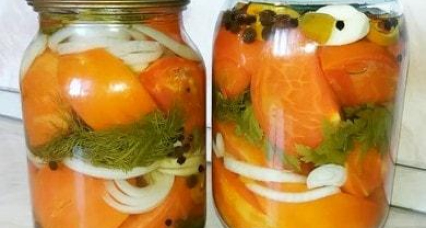 Вкусные помидоры половинками с луком на зиму 🍅