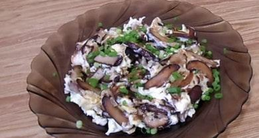 Грибы Шиитаке жареные 🥝 с луком и яйцом