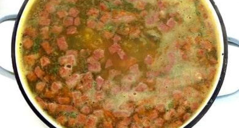 Гороховый суп с колбасой 🥝 копченой