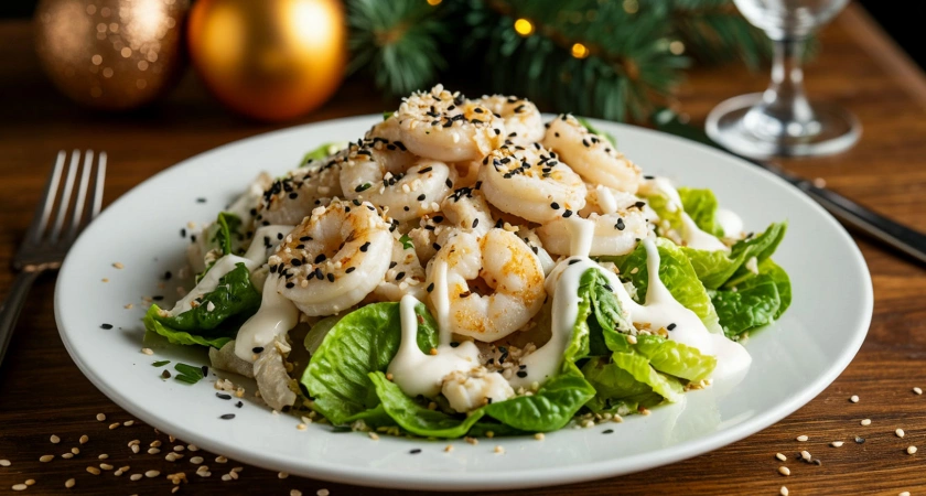 Новогодний хит, затмивший Оливье и Шубу: Салат "Цезарь с кальмарами", который исчезает со стола первым