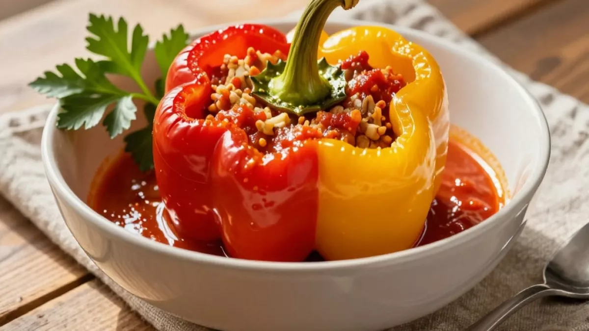 Подсела в Великий пост на фаршированный перец с рисом и овощами: нежные, сочные, в томатном соусе