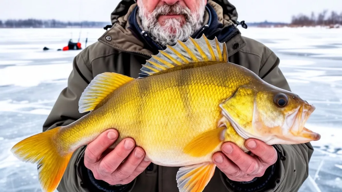 Пожилой рыбак поймал огромного желтого окуня весом 1,35 килограмм и побил рекорд 1982 года