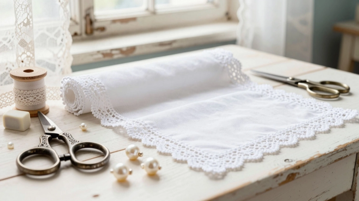 Старый тюль превращаю в винтажные салфетки: очень простые швейные хитрости — даже новичку под силу