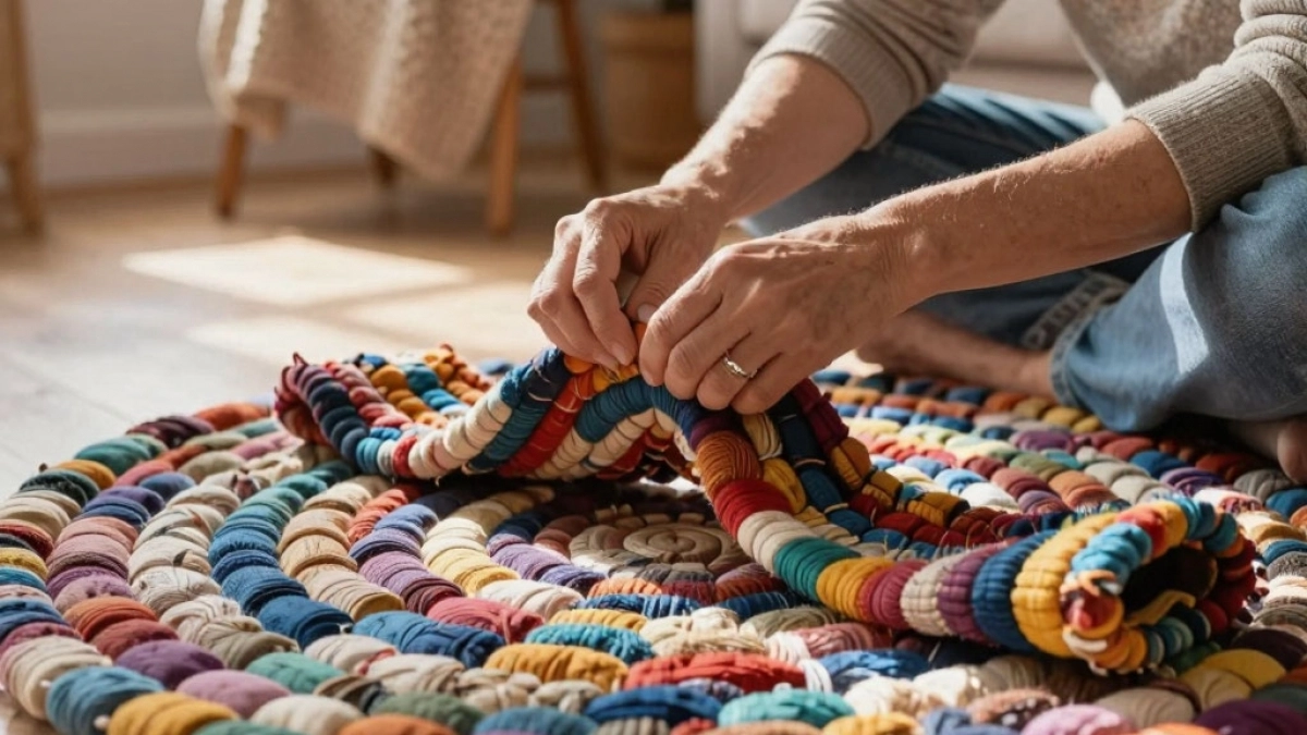 Узнала о старинном методе вязания ковриков - так делали еще наши бабушки: без крючка и спиц